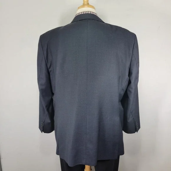 JOS A BANK Men's Sport Coat Blazer Two Button Navy‎ Blue Birds Eye Wool 48R